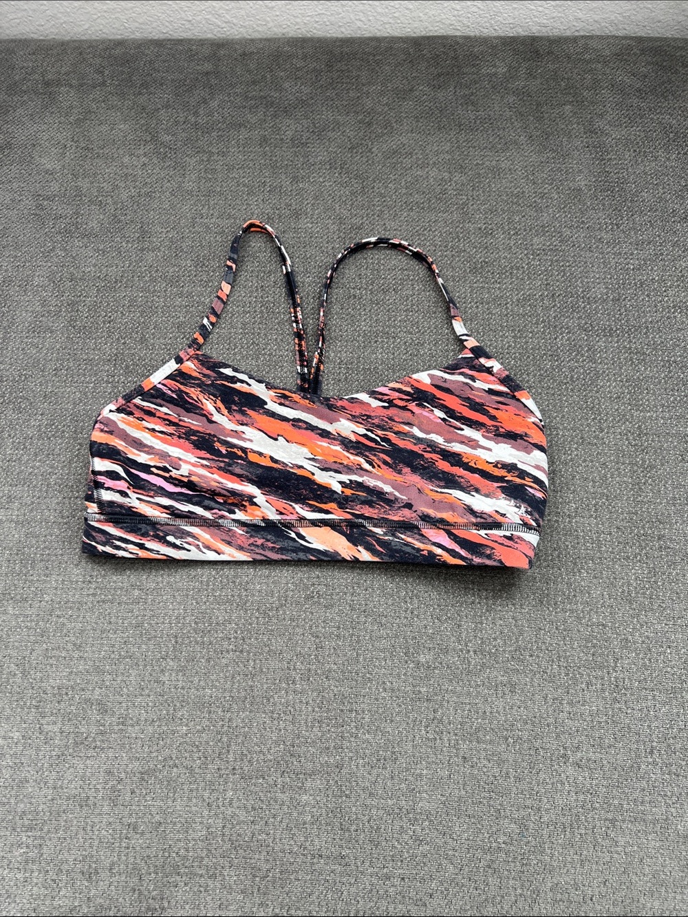 lululemon athletica Pink Orange Black Strappy Crop Top